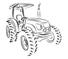 Tractor sketch with open top. vector