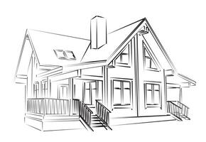 The Sketch of wooden house. vector