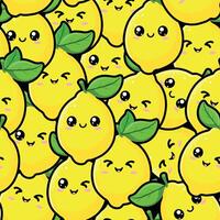 Kawaii Lemon Pattern seamless vector