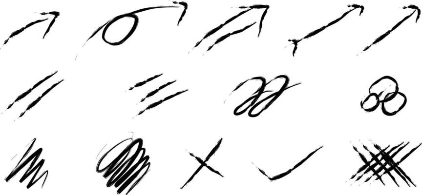 Handwritten strokes on transparent background drawn with pen illustration. eps 10
