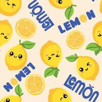 Kawaii Lemon seamless Pattern vector