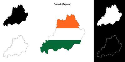 Dahod district, Gujarat outline map set vector