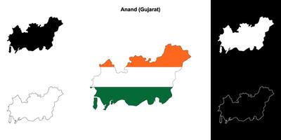 Anand district, Gujarat outline map set vector