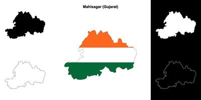 Mahisagar district, Gujarat outline map set vector