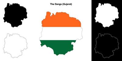 The Dangs district, Gujarat outline map set vector