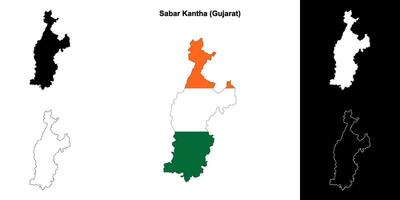 Sabar Kantha district, Gujarat outline map set vector