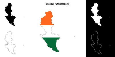 Bilaspur district, Chhattisgarh blank outline map set vector