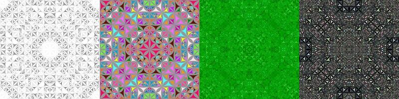 Seamless geometrical polygonal kaleidoscope pattern set vector