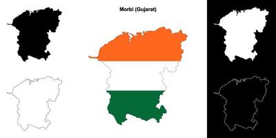 Morbi district, Gujarat outline map set vector