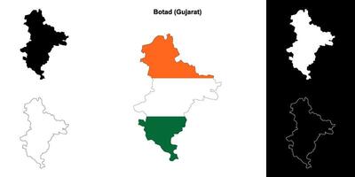 Botad district, Gujarat outline map set vector