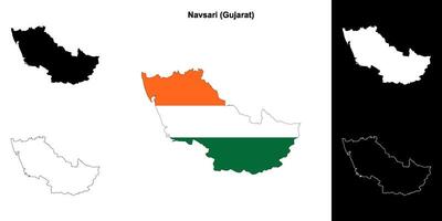 Navsari district, Gujarat outline map set vector