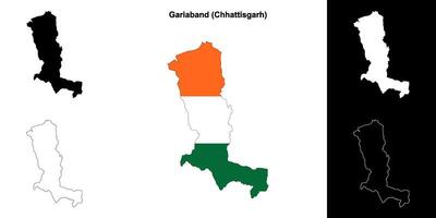 Gariaband district, Chhattisgarh blank outline map set vector