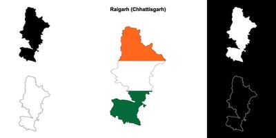 Raigarh district, Chhattisgarh blank outline map set vector