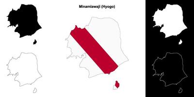 Minamiawaji, Hyogo outline map set vector