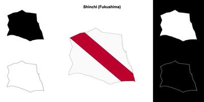 Shinchi, Fukushima outline map set vector
