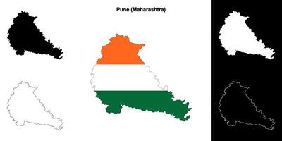Pune district, Maharashtra outline map set vector