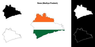 Rewa district, Madhya Pradesh outline map set vector