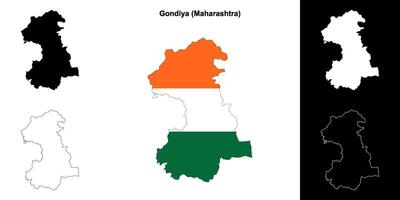 Gondiya district, Maharashtra outline map set vector