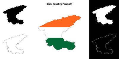 Sidhi district, Madhya Pradesh outline map set vector