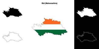 Bid district, Maharashtra outline map set vector