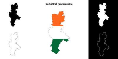 Garhchiroli district, Maharashtra outline map set vector