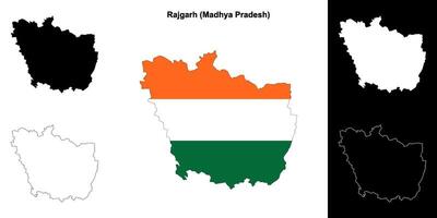 Rajgarh district, Madhya Pradesh outline map set vector