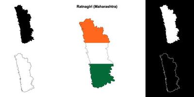Ratnagiri district, Maharashtra outline map set vector