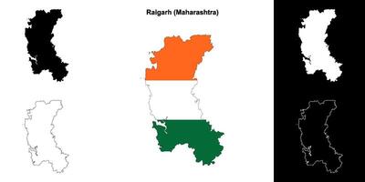 Raigarh district, Maharashtra outline map set vector