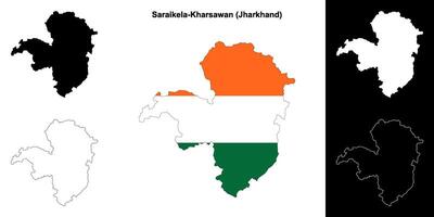 Saraikela-Kharsawan district, Jharkhand outline map set vector
