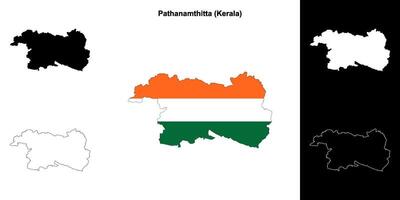 Pathanamthitta district, Kerala outline map set vector