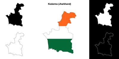 Kodarma district, Jharkhand outline map set vector