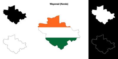 Wayanad district, Kerala outline map set vector