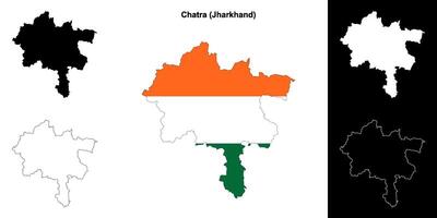 Chatra district, Jharkhand outline map set vector
