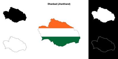 Dhanbad district, Jharkhand outline map set vector