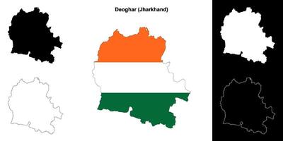 Deoghar district, Jharkhand outline map set vector