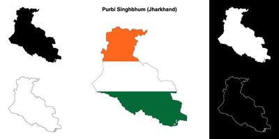 Purbi Singhbhum district, Jharkhand outline map set vector