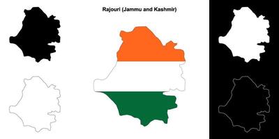 Rajouri district, Jammu and Kashmir blank outline map set vector