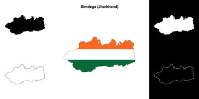 Simdega district, Jharkhand outline map set vector