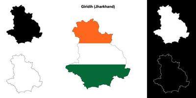 Giridih district, Jharkhand outline map set vector