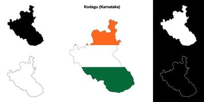 Kodagu district, Karnataka outline map set vector