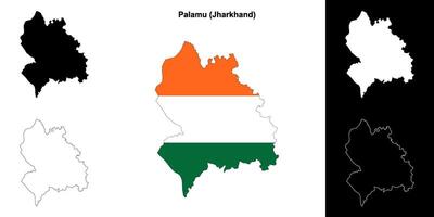 Palamu district, Jharkhand outline map set vector