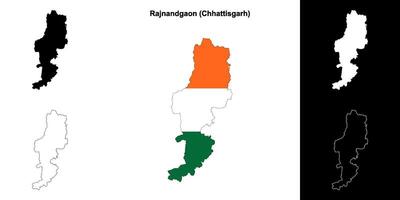 Rajnandgaon district, Chhattisgarh blank outline map set vector
