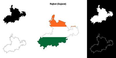 Rajkot district, Gujarat outline map set vector