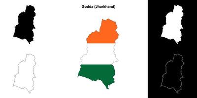Godda district, Jharkhand outline map set vector