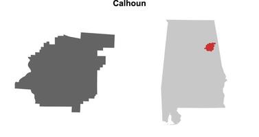 Calhoun County, Alabama blank outline map set vector
