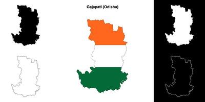 Gajapati district, Odisha blank outline map set vector