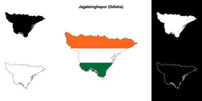Jagatsinghapur district, Odisha blank outline map set vector
