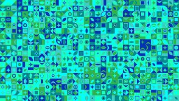 A large blue and green pattern with many different shapes vector