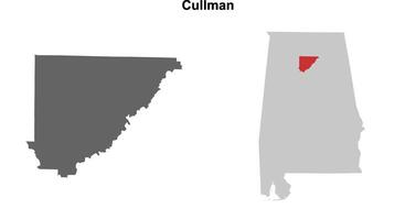Cullman County, Alabama blank outline map set vector