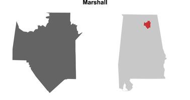 Marshall County, Alabama blank outline map set vector